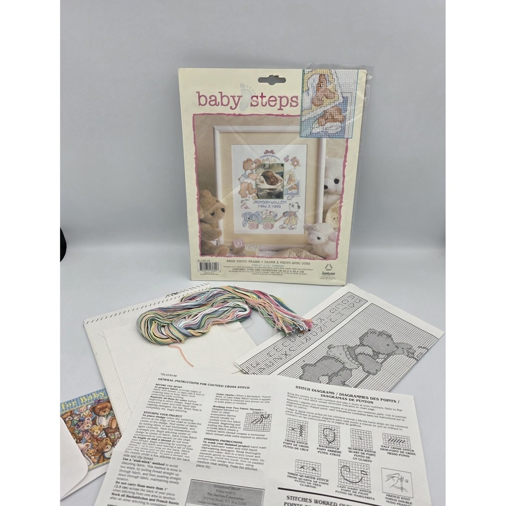 Janlynn Kit 1136-04 Baby Steps Bear Photo Frame 8 X 10 Counted Cross Stitch Kit